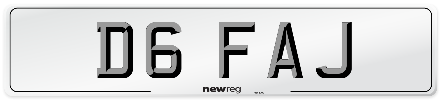 D6 FAJ Number Plate from New Reg
